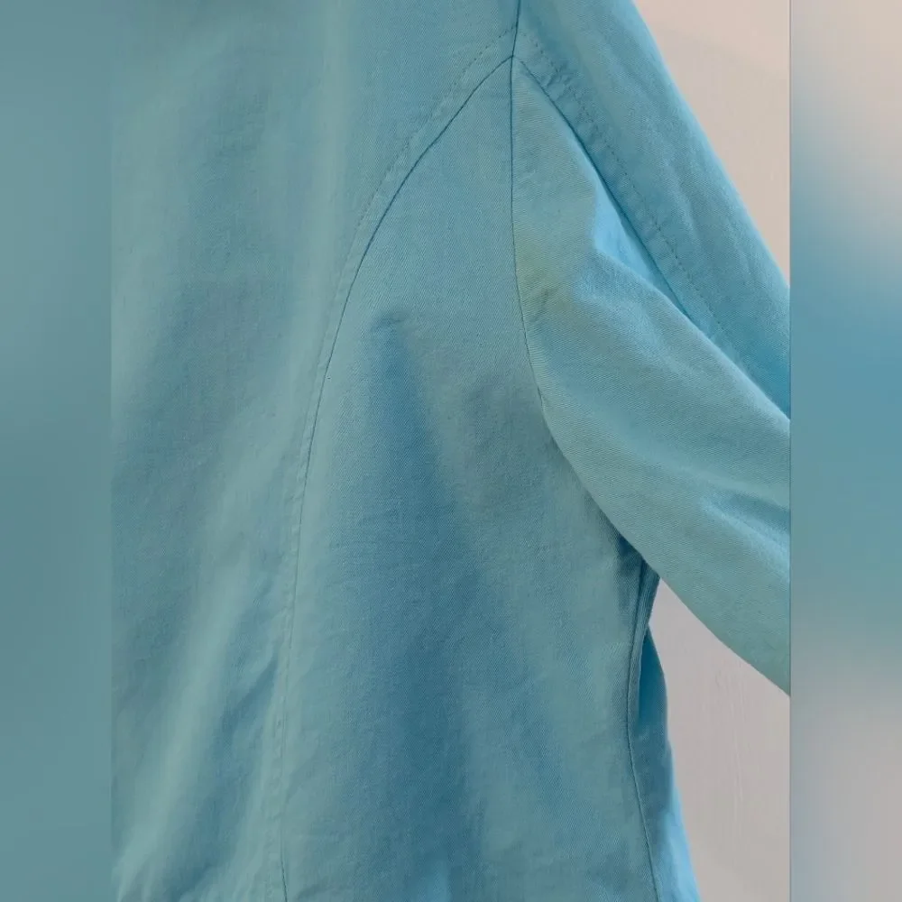 Vintage Resort Cottagecore Pearl Beaded Lace Blazer Jacket XL Coastal Chic Aqua - Picture 10 of 10